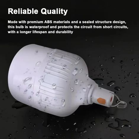 Lot de 6 Ampoules LED Rechargeables E27 Étanches IPX4 60W Blanc ABS Crochet Intégré 3 Modes Éclairage Urgence Camping Maison (1/4)
