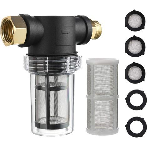 Garden Hose Filter for Pressure Washer Water Inlet, Inline Sediment Filter, 40 Mesh Screen, Extra 100 Mesh (1/5)