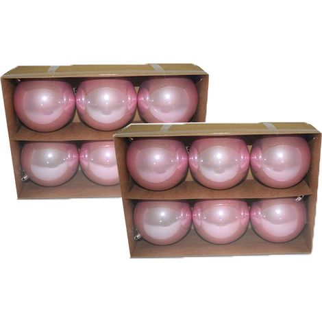 12 Palle cm 10 sfera box palline per decorazione addobbo albero di natale rosa perlate (1/3)