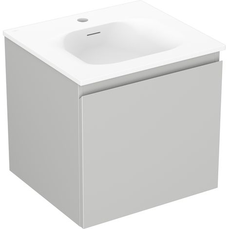 Mexen Orio 50 cm Badezimmerschrank mit Waschbecken Vela, 1 Schublade, grau matt/weiß matt - 91A10-05047-1-BF62-W23M01