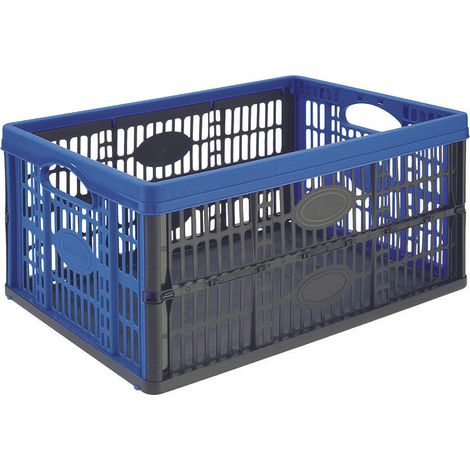 CESTO PIEGHEVOLE VOILA' COLORE NERO/AZZURRO  cm.47,5x35x4,323,6h. lt.32    TONTARELLI