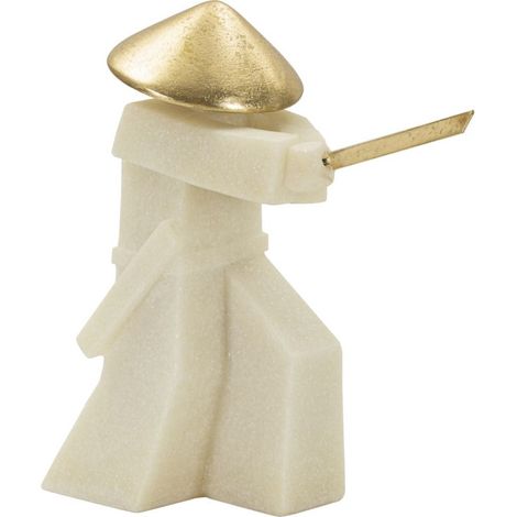 Statuette Déco Samouraï "Toku" 30cm Blanc & Or (1/5)