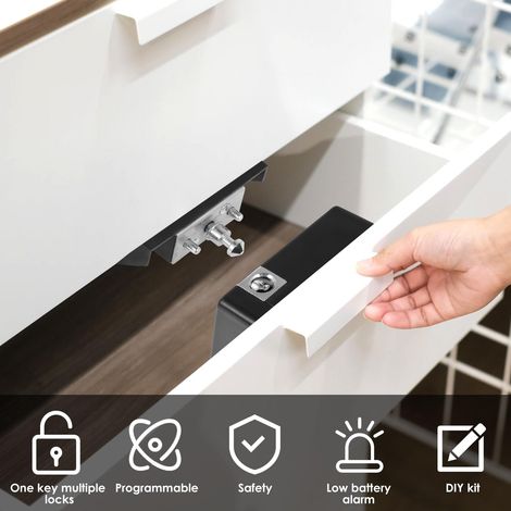 Serrure Électrique Cachée pour Armoire NFC RFID Invisible à Monter Soi-Même Sécurité Tiroir Cabinet