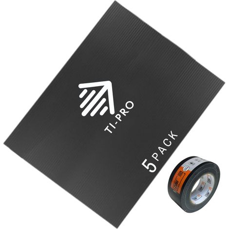 TI-PRO 5 Pack Correx Floor Protection Sheets 2.4m x 1.2m x 2mm + 1 Black Duct Tape Roll - 50mm x 50m