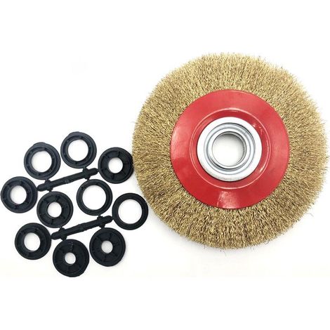 JSSEVN - piece 150 mm, Circular wire brush for grinders, Flat wire brush for machine, Polishing brush, Supplied with matching gasket (1/5)