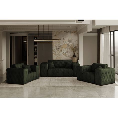 Lux 2+1 + 1 Sofagarnitur, elegant, klassisch, schick in elegantem Whisper Stoff Grün (1/3)