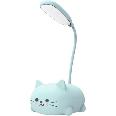 Lampe de bureau pour enfants, lampe de table LED chat mignon avec bras flexible, lampe de table rechargeable USB, pour les yeux (1/5)