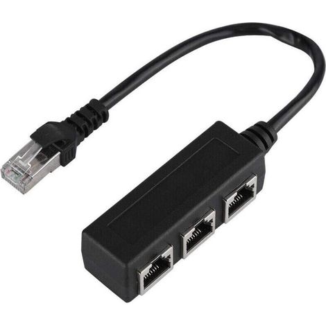 8-inch Ethernet extension cable, including Ethernet coupler, 1 RJ45 LAN cable (male to 3 RJ45 sockets), Ethernet network adapter, Ethernet extension cable (1/4)