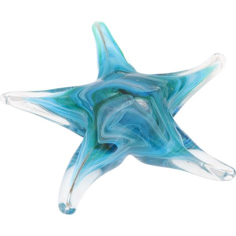 Briefbeschwerer in Form eines blauen Glasseesterns  Maritime Dekoration