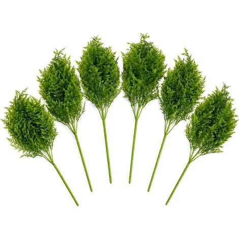 Pack of 6 x 75cm Artificial Fern Foliage Bush Stem (1/4)