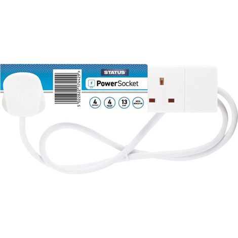 STATUS S4W4MS6 Extension Lead 240V 4-Gang 13A White 4m SIN4SM4W
