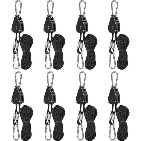 Corde à Cliquet avec Crochet 8 Pcs Poulie a Cliquet Tendeur de Corde a Cliquet, Crochet Reglable Sangle a Cliquet pour Lampe Plante, Voile Ombrage, Sangle pour Auvent Camping Car (1/5)