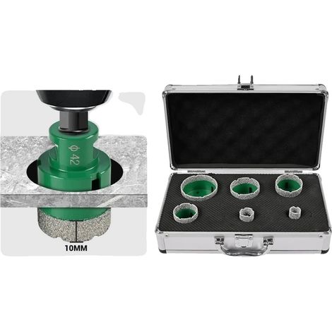 Set di punte diamantate per carotaggio, grana media, compatibili con smerigliatrici angolari M14, adatte per porcellana e granito, set di 6 punte. (1/5)