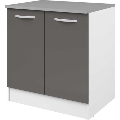 Meuble bas Oke 80 cm pour évier avec 2 portes - gris (1/5)