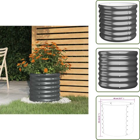 Pflanzkübel Pulverbeschichteter Stahl 40x40x36 cm Anthrazit - Pflanzkübel - Gartendekoration - Balkonpflanzen - Stahltöpfen - Hochbeet (1/5)