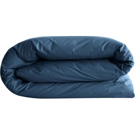 Housse de couette uni percale de coton MANOIR 140x200 cm (1/5)
