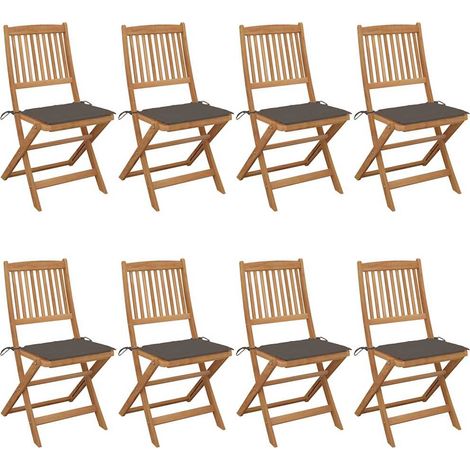 Klappbare Gartenstühle 8 Stk. mit Kissen Massivholz Akazie vidaXL