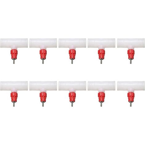 Raccords en T pour abreuvoirs à poulets - Système d'abreuvement entièrement automatique pour volailles - Lot de 10 abreuvoirs (1/5)