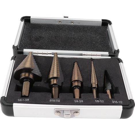 5-teiliges Stufenbohrer-Set, HSS, metrisch, gerader Nutbohrer zum Bohren von Stahlplatten (1/5)