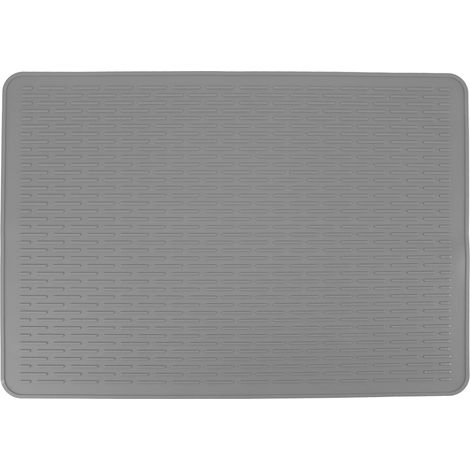 Tapis de séchage de Vaisselle en Silicone, Tapis de séchage de Vaisselle en Silicone antidérapant résistant à la Chaleur pour Pot Chaud pour Table de comptoir de Cuisine (Gris) (1/5)