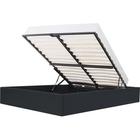 ECLIPSE Lit adulte 160x200 cm avec coffre de rangement - Simili Noir (1/5)