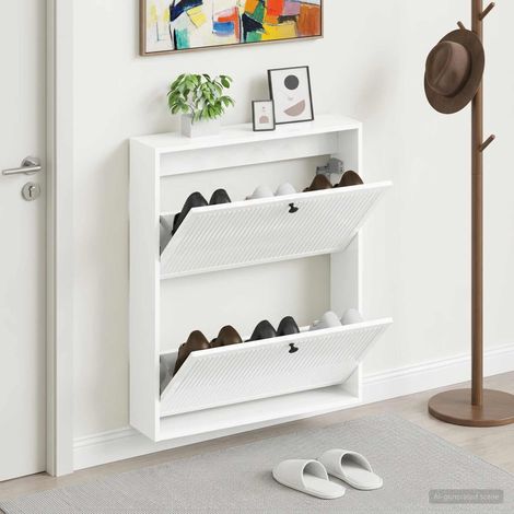 vidaXL Wall-Mounted Shoe Cabinet EDE 71 x 17 x 86 cm Engineered Wood (1/5)