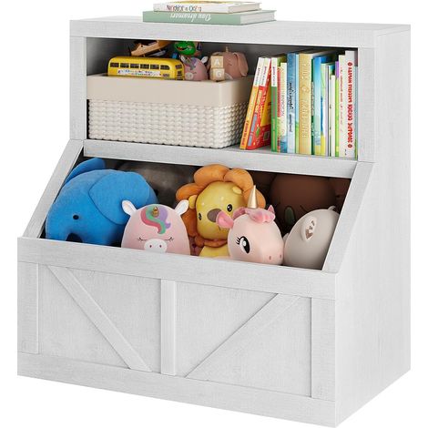 Bibliothèque Enfant sur Pied, Meuble de Rangement, 80x42x81 cm, Blanc Antique (1/5)