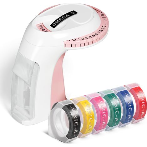 1 étiqueteuse manuelle en relief, 6 rubans inclus, impression mécanique sans pile ni encre, pour maison école bricolage loisirs créatifs (1/5)