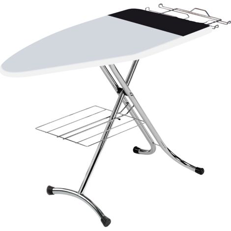 Asse da Stiro Luxor Profi 123x48 cm Area Ignifuga Salvaspazio Altezza Regolabile Ripiano Sottostante