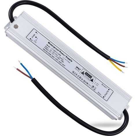 Transformateur 220V 12V 60W Imperméable Alimentation LED Transfo Entrée 100-260V AC Sortie DC 12V 5A LED Driver Tension Constante étanche IP67 Adaptateur Basse Tension pour CCTV Ampoule Led (1/5)