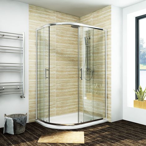 ELEGANT Sliding Shower Door Corner Entry Cubicle 1200x800mm Left Quadrant Shower Enclosure with Tray and Waste Trap (1/5)