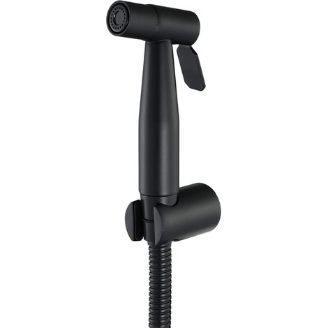 Kit Bidet WC avec Douchette - Pulvérisateur de Bidet à Main en Laiton - Pomme de Douche Toilette avec Tuyau et Support Kit Douchette WC Mural, Noir (1/5)