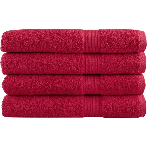 Serviettes de sauna haut de gamme SOLUND, lot de 4, rouges, 80 x 200 cm, 600 g/m²