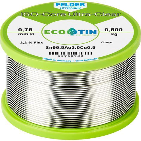 Felder ISO-Core "Ultra Clear" SAC305 Lötzinn Spule Sn96,5Ag3Cu0,5 0.500 kg 0.75 mm
