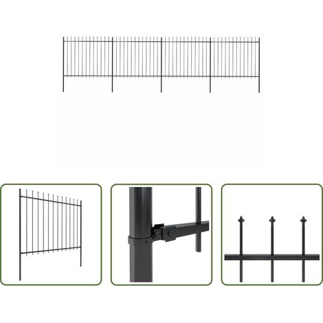 vidaXL Gartenabgrenzung - Gartenzaun mit Speerspitze Stahl 714,5 x 150 cm Schwarz (1/5)