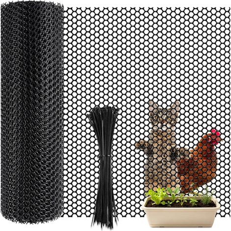 Clôture en Maille Plastique Rouleau de Grillage à Poule 40 cm x 5 m (1/5)