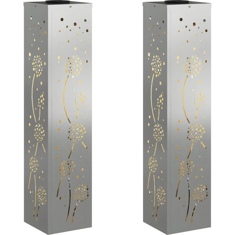 Lot de 2 lumières de cheminement solaires design moderne extérieur 18 x 18 x 80 cm en acier rouillé (1/5)