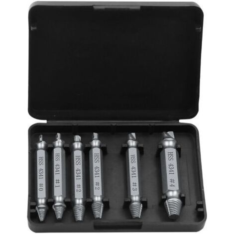 6-teiliges Schraubenausdreher-Set, Ausdreher für abgenutzte Schrauben, Doppelkopf-Schraubenausdreher, aus Hochgeschwindigkeitsstahl HSS 4341, zum einfachen Entfernen beschädigter Bolzen und Schrauben, (1/5)