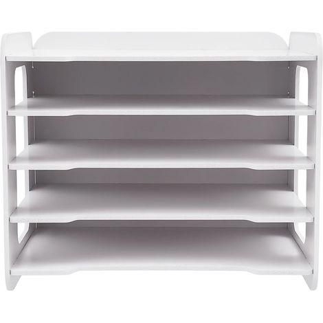 Cajón para documentos, construcción de PVC resistente, 5 compartimentos para papel A4, BLANCO (1/2)