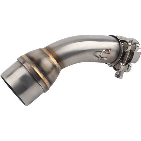 Tube moyen d'échappement, tube intermédiaire argent coude résistant thermique en acier inoxydable pour moto