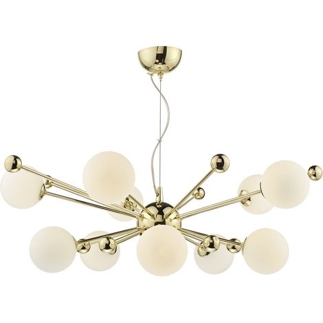 DAR URSA - Lampe à Suspension Or & Verre Opale, 10x G9 (1/5)