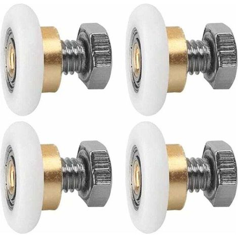 Lot de 4 Roulettes pour Porte Coulissante de Douche, Galets de Remplacement Silencieux (20 mm), Accessoires pour Cabine de Douche et Placard (1/5)