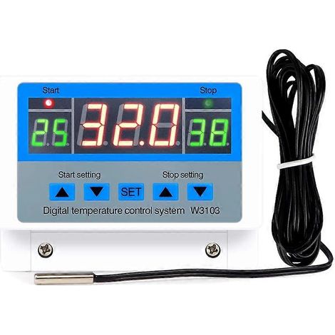 Contrôleur de température numérique 220 V Max 5000 W Thermostat numérique 30 A -19 à 99 °C Interrupteur de contrôle de température XH-W3103