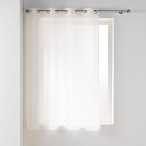 Voilage à œillets petite hauteur 140 x 180 cm – Voile tissé Carlin Blanc