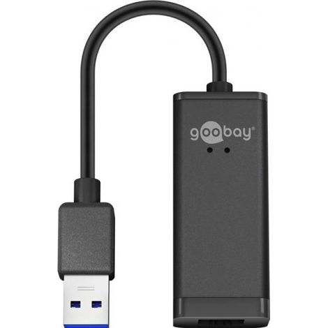 Adattatore Ethernet USB-A, nero, per collegare un PC a una rete Ethernet (RJ45) tramite la porta USB-A. (1/3)