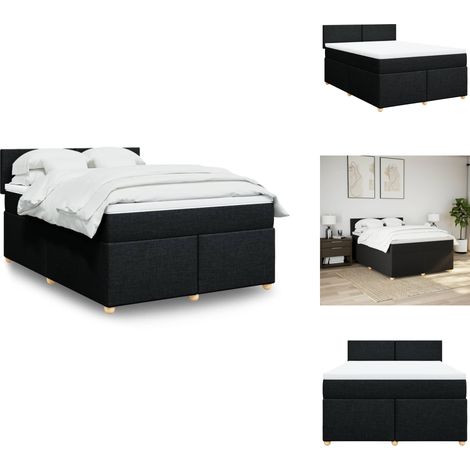 Boxspringbett mit Matratze Schwarz 140x200 cm Stoff - Boxspringbett - Boxspringbetten - Bett - Schlafzimmermöbel (1/5)