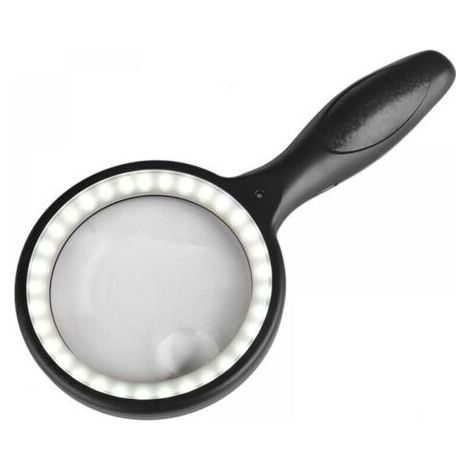 Loupe de lecture 30x 60x avec 33 LED, loupe LED, loupe anglaise géante, rechargeable par USB, pour personnes âgées, noire (1/4)