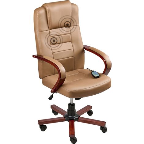 Massage Chair DIAMOND with Heating Leather Light Brown (1/5)