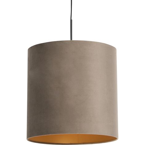 Hängelampe mit Samtschirm taupe mit Gold 40 cm - Combi