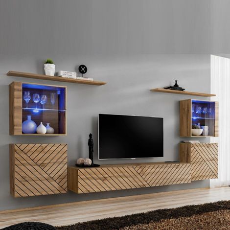 Ensemble Meuble TV "Switch Lamel XIV" 320cm Naturel (1/5)